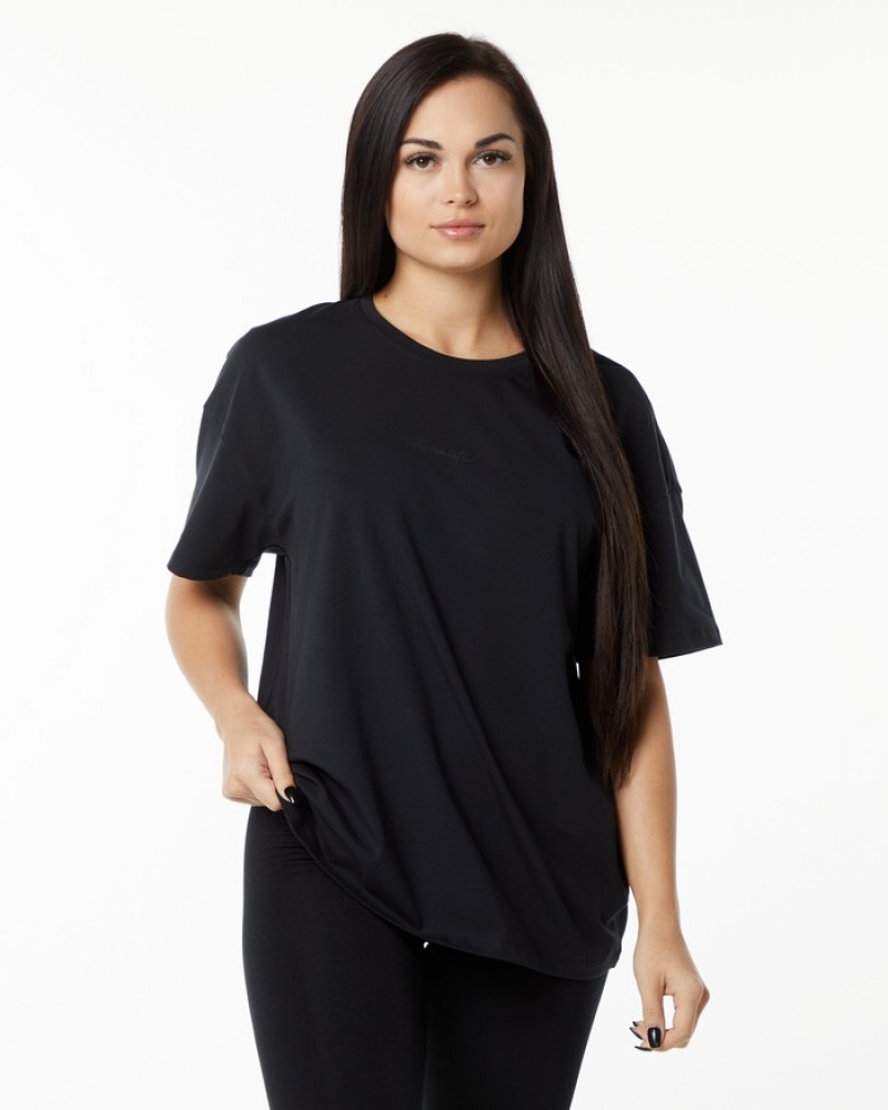 Camasa Dama Alphalete Signature Oversized Negrii | 384761-JWC