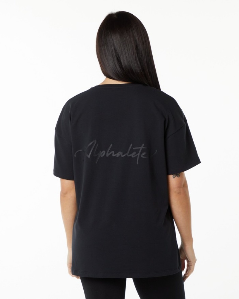 Camasa Dama Alphalete Signature Oversized Negrii | 384761-JWC
