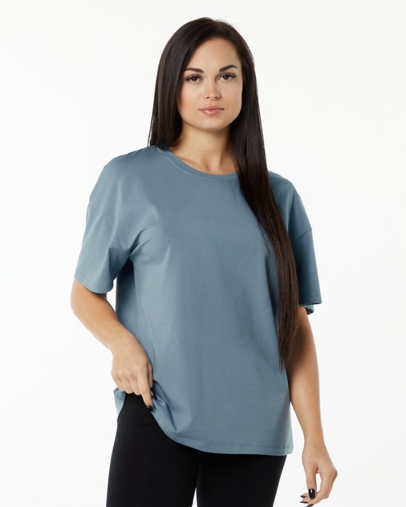 Camasa Dama Alphalete Signature Oversized Albastri | 168370-EAL