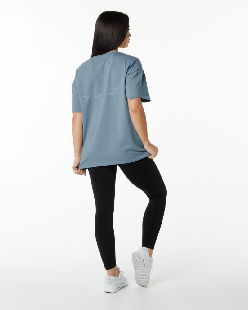 Camasa Dama Alphalete Signature Oversized Albastri | 168370-EAL