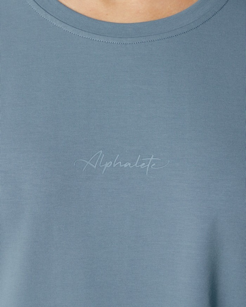 Camasa Dama Alphalete Signature Oversized Albastri | 168370-EAL