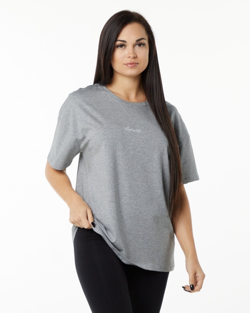 Camasa Dama Alphalete Signature Oversized Gri | 594832-UQK
