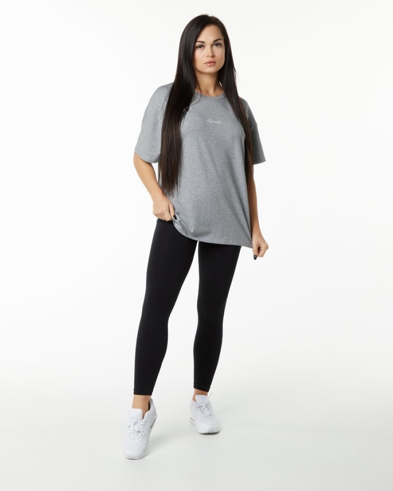 Camasa Dama Alphalete Signature Oversized Gri | 594832-UQK