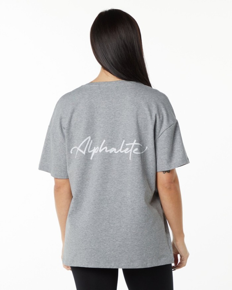 Camasa Dama Alphalete Signature Oversized Gri | 594832-UQK