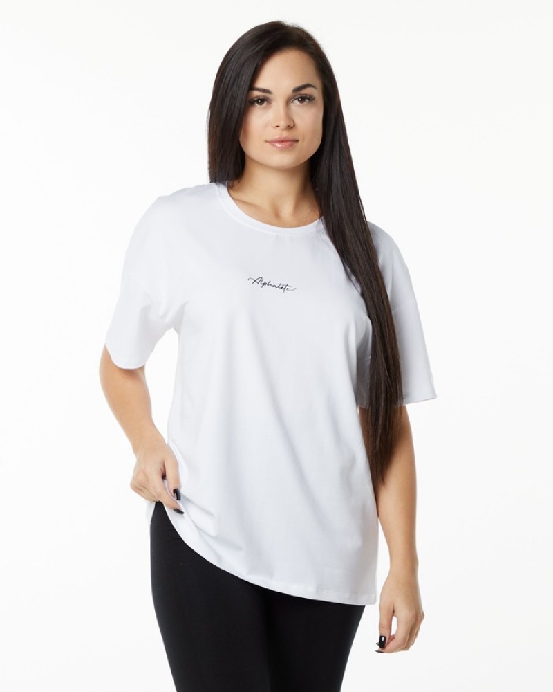Camasa Dama Alphalete Signature Oversized Albi | 931507-COZ