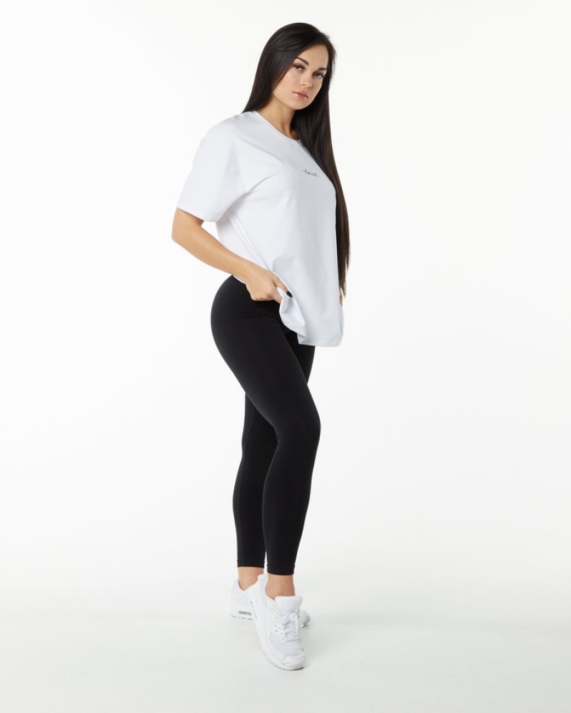 Camasa Dama Alphalete Signature Oversized Albi | 931507-COZ