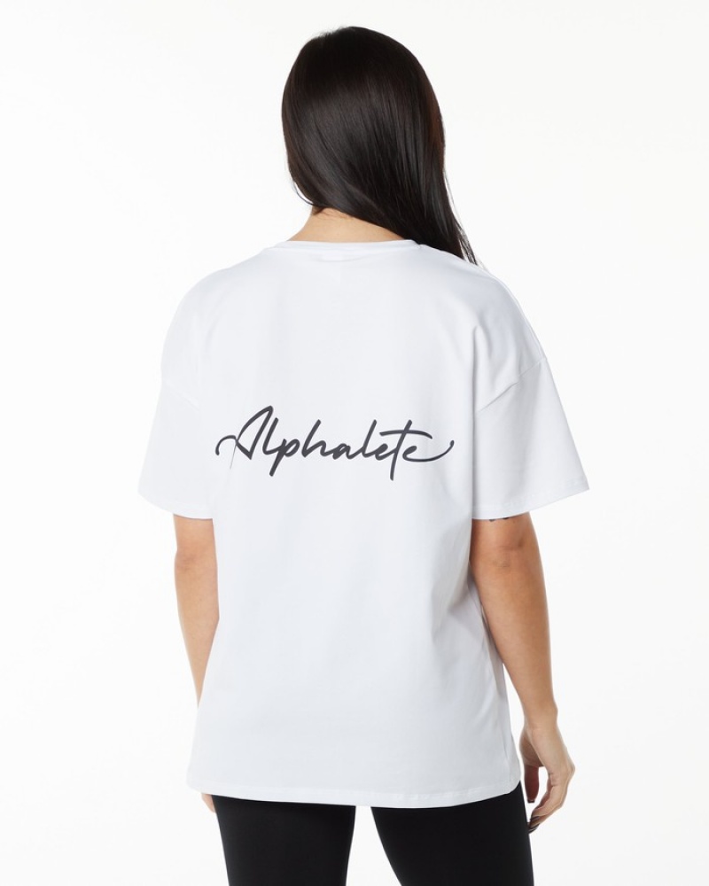 Camasa Dama Alphalete Signature Oversized Albi | 931507-COZ