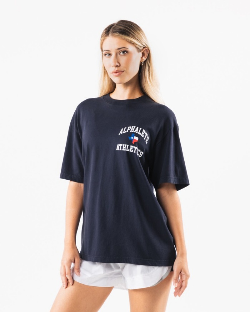 Camasa Dama Alphalete Texas Bleumarin | 365108-OMJ