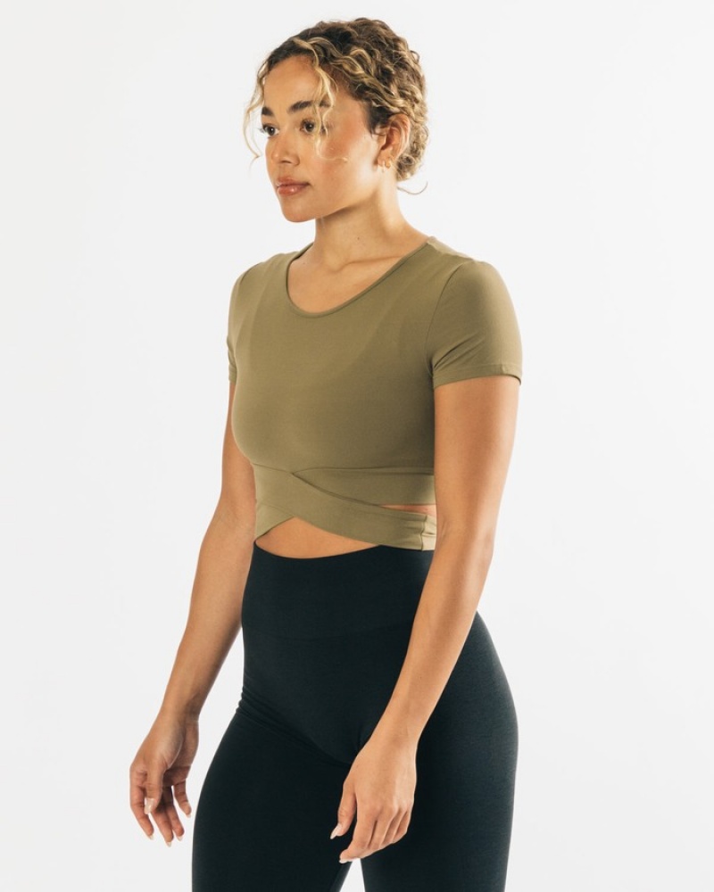 Camasa Dama Alphalete Ultrasoft Wrap Tie Masline Verzi | 342157-UTQ