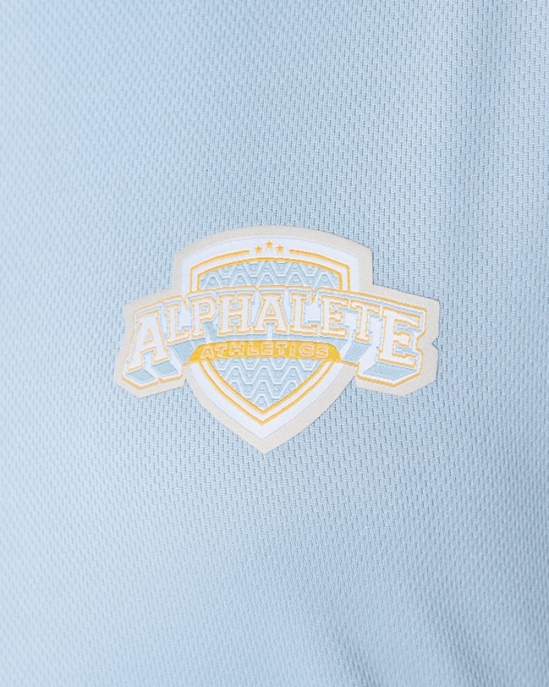 Camasa Dama Alphalete Varsity Crop Albastri Deschis | 360952-MUK