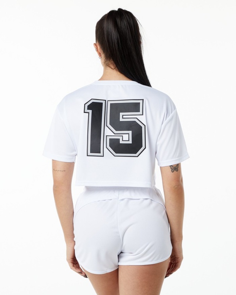 Camasa Dama Alphalete Varsity Crop Albi | 617820-GIX