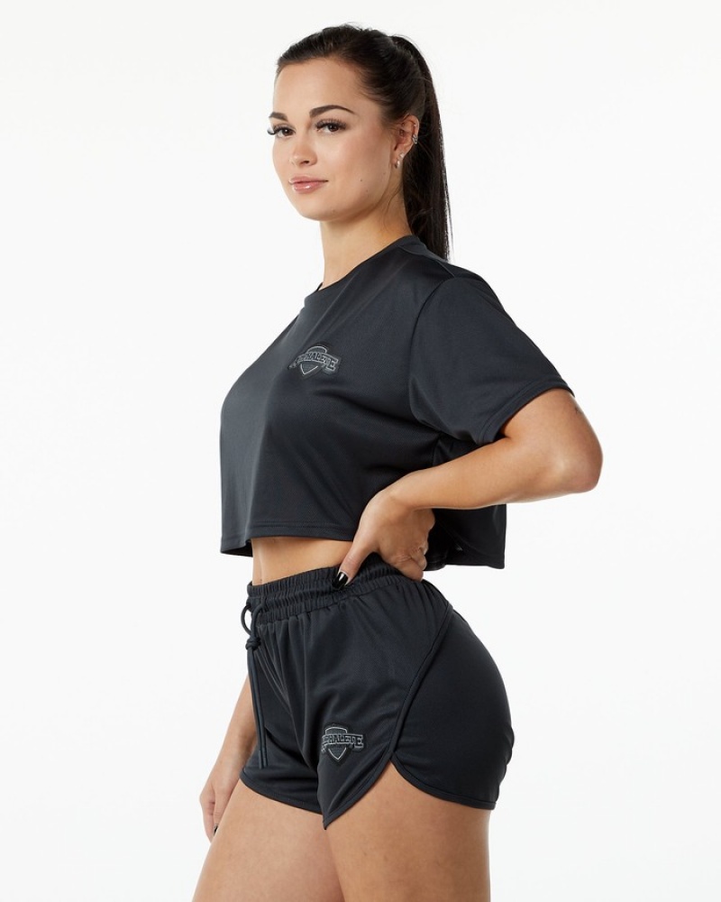 Camasa Dama Alphalete Varsity Crop Negrii | 109463-RSU