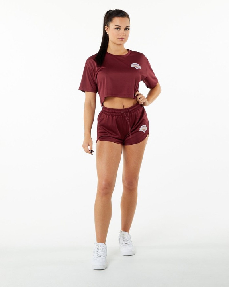 Camasa Dama Alphalete Varsity Crop Rosii | 347850-SMA