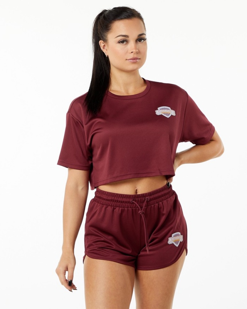 Camasa Dama Alphalete Varsity Crop Rosii | 347850-SMA