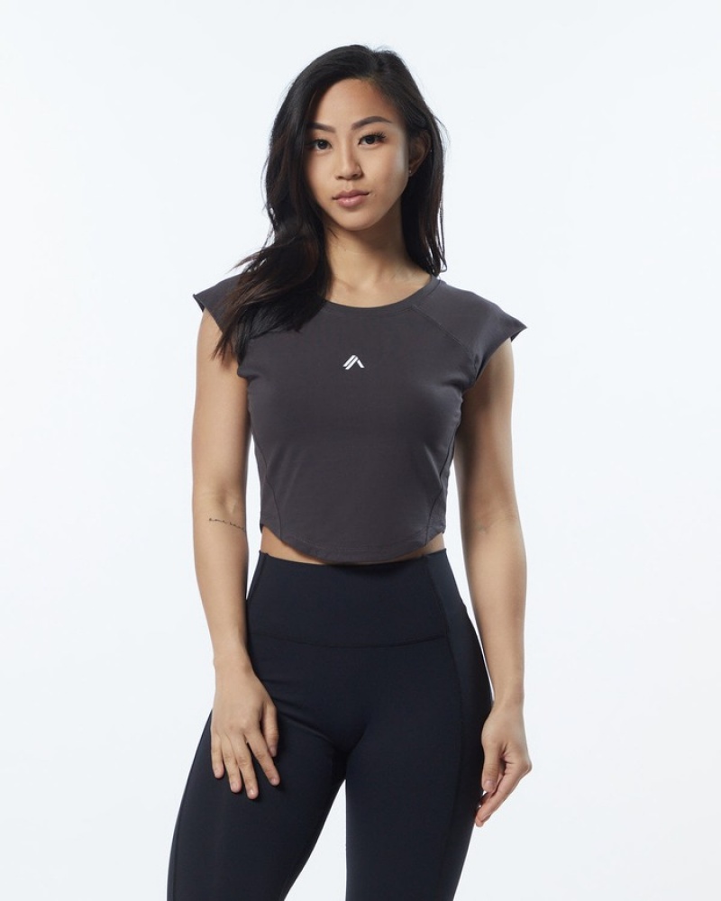 Camasa Dama Alphalete Velocity Crop Gri | 485296-CYJ