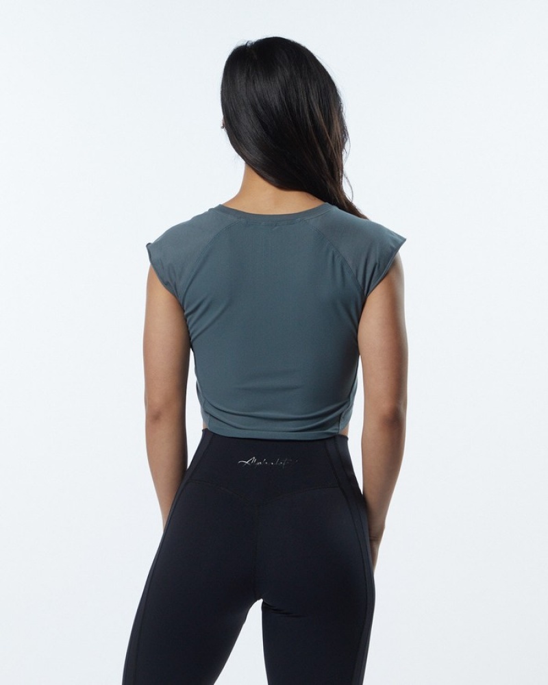 Camasa Dama Alphalete Velocity Crop Gri | 614789-MBE