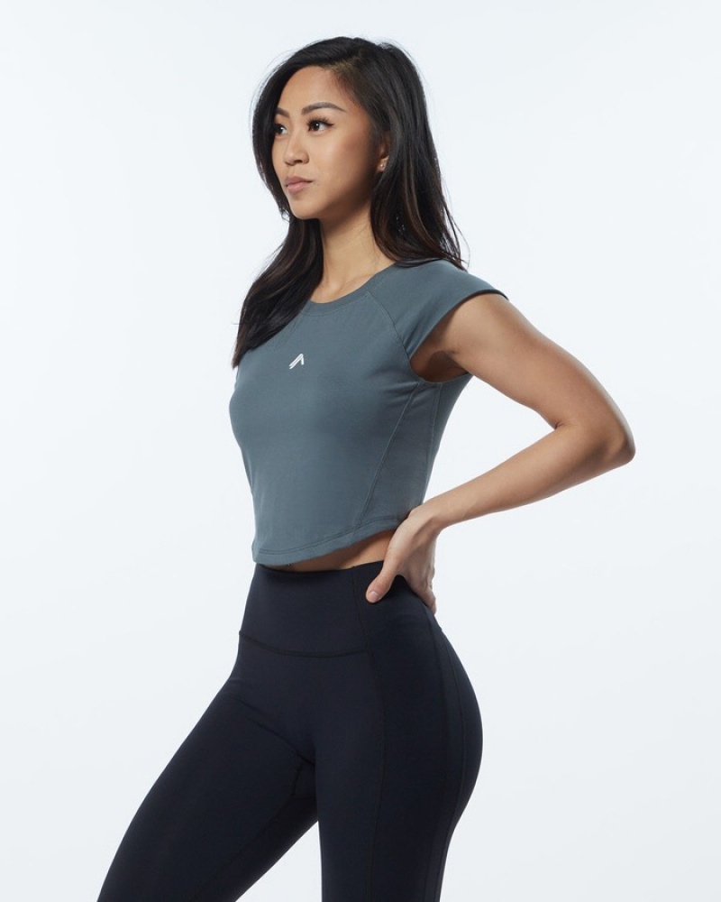 Camasa Dama Alphalete Velocity Crop Gri | 614789-MBE