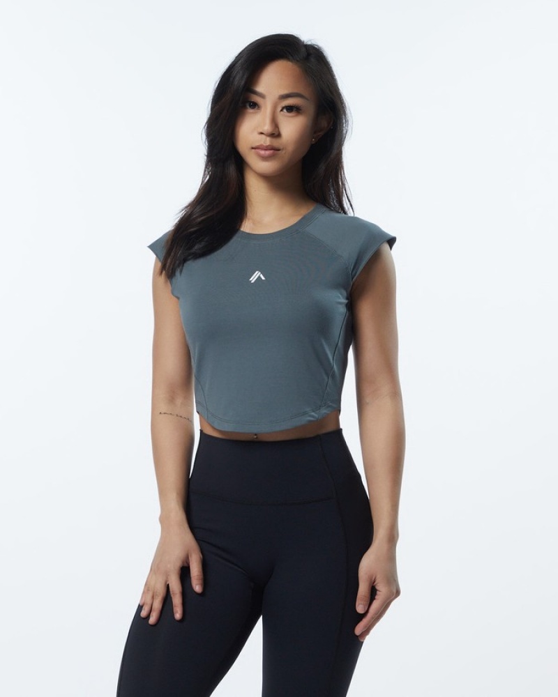 Camasa Dama Alphalete Velocity Crop Gri | 614789-MBE