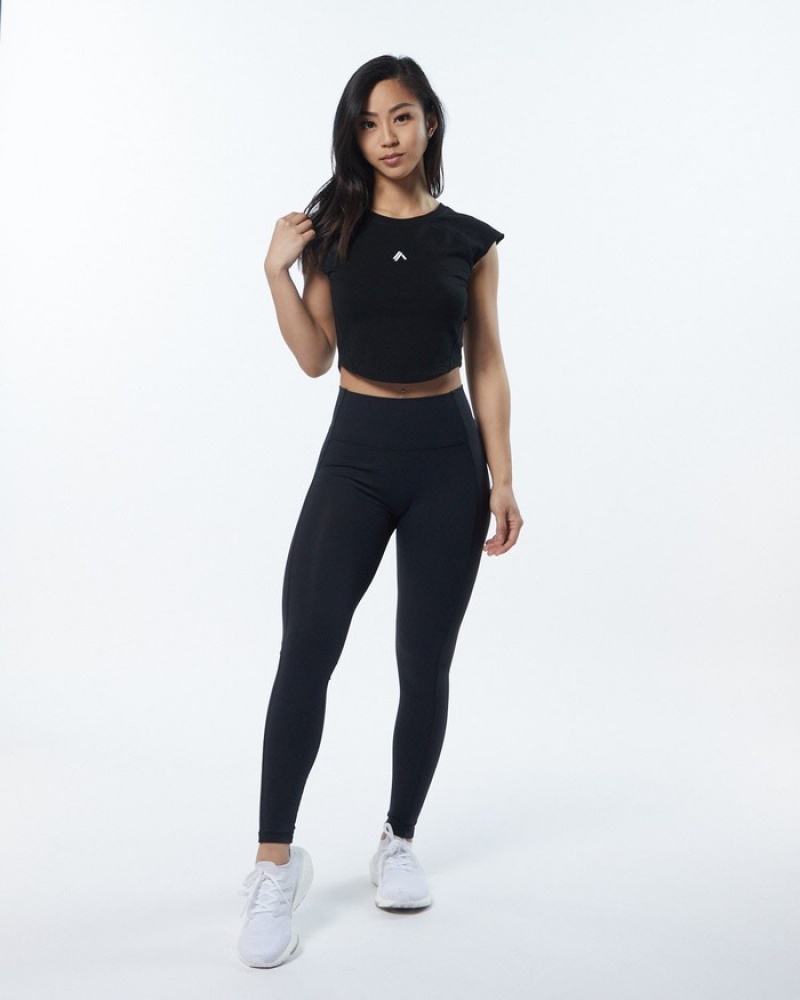 Camasa Dama Alphalete Velocity Crop Negrii | 628157-TNF