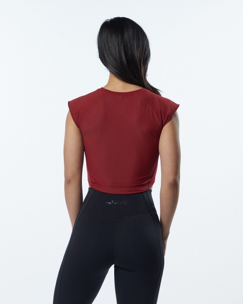 Camasa Dama Alphalete Velocity Crop Rosii | 165430-ZQT