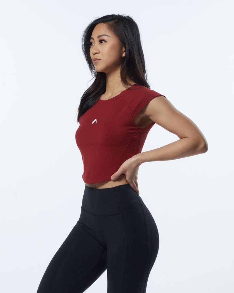 Camasa Dama Alphalete Velocity Crop Rosii | 165430-ZQT
