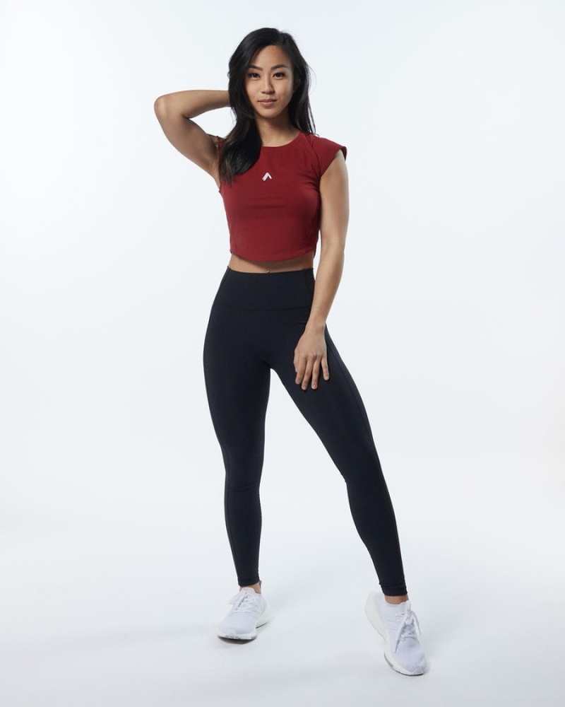 Camasa Dama Alphalete Velocity Crop Rosii | 165430-ZQT