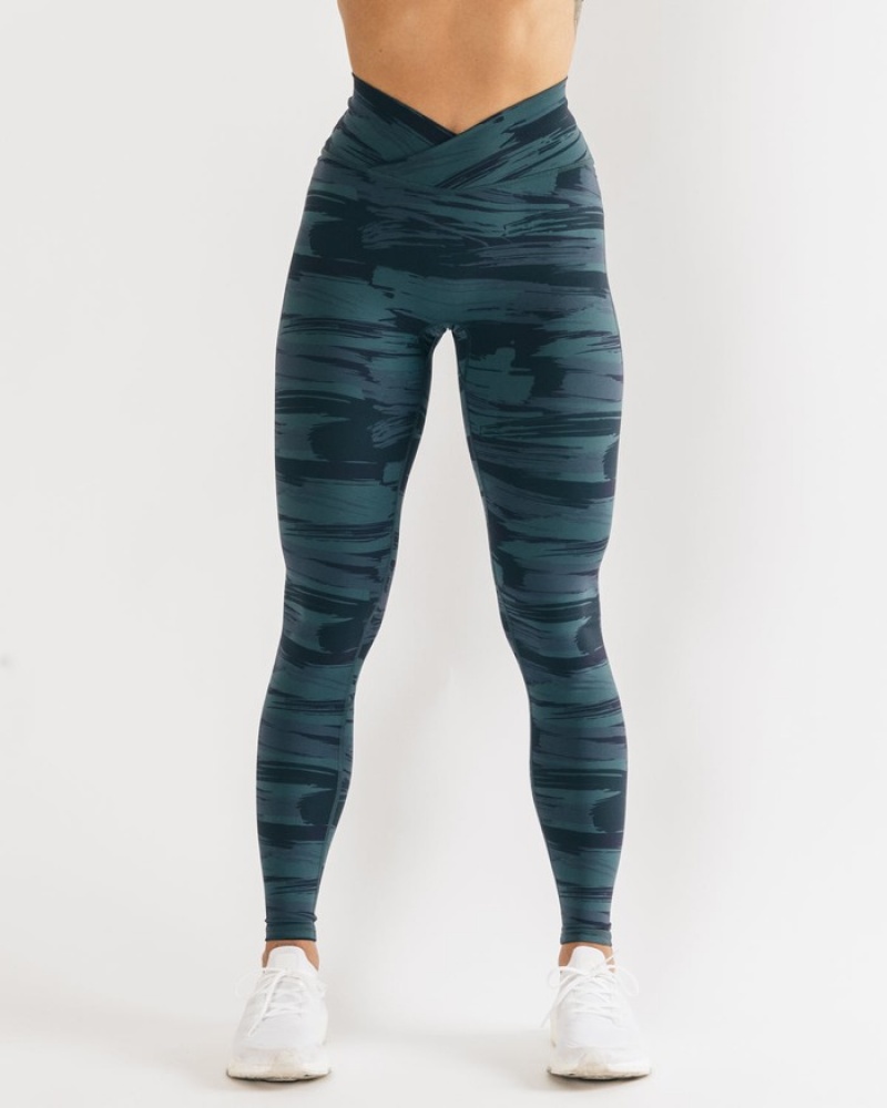 Colanti Dama Alphalete Surface Power Albastri Camuflaj | 127904-JKU