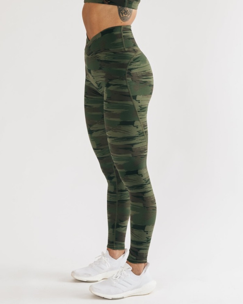 Colanti Dama Alphalete Surface Power Masline Verzi Camuflaj | 683027-SKV