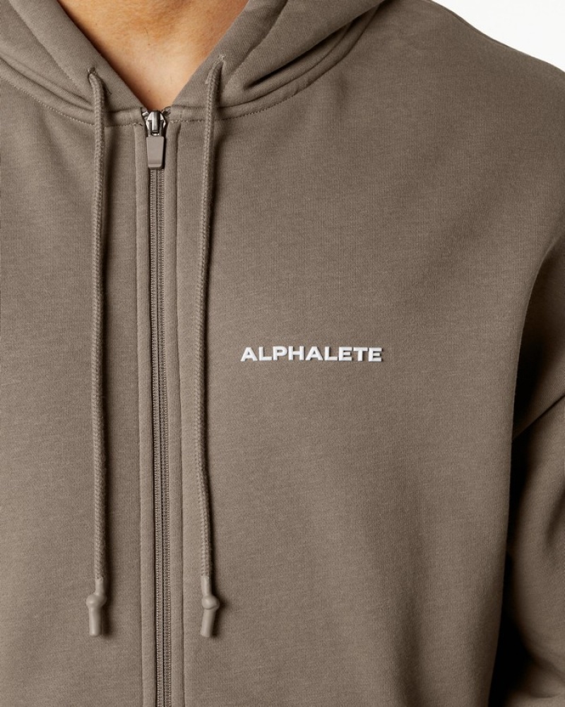 Geaca Barbati Alphalete Clasici Full-Zip Bej | 208416-VOK