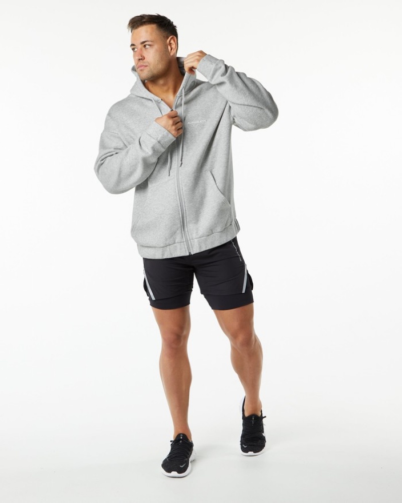 Geaca Barbati Alphalete Clasici Full-Zip Gri | 637524-FGS