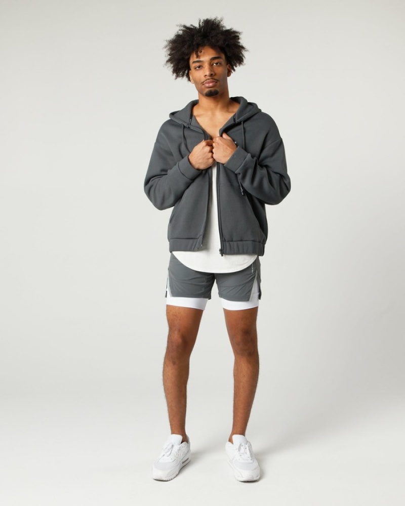 Geaca Barbati Alphalete Clasici Full-Zip Gri | 768132-QKR