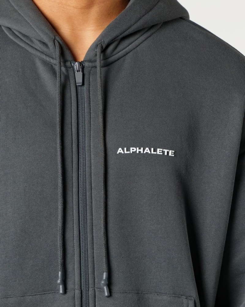 Geaca Barbati Alphalete Clasici Full-Zip Gri | 768132-QKR