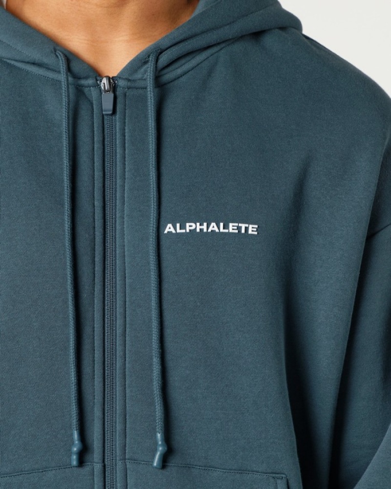 Geaca Barbati Alphalete Clasici Full-Zip Albastri | 832675-CRJ