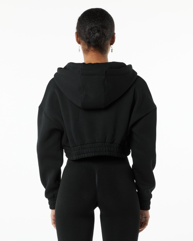 Geaca Dama Alphalete Classicital Full-Zip Crop Negrii | 347816-IZF