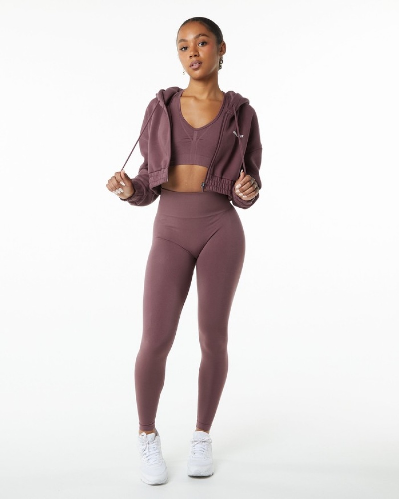 Geaca Dama Alphalete Classicital Full-Zip Crop Violet | 674592-PSN