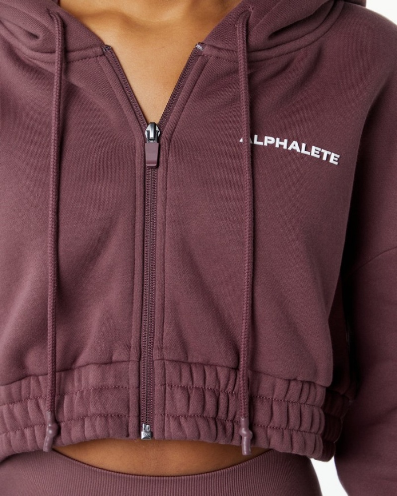 Geaca Dama Alphalete Classicital Full-Zip Crop Violet | 674592-PSN