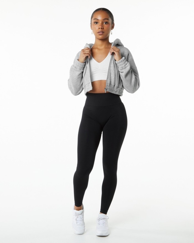 Geaca Dama Alphalete Classicital Full-Zip Crop Gri | 237168-VXW