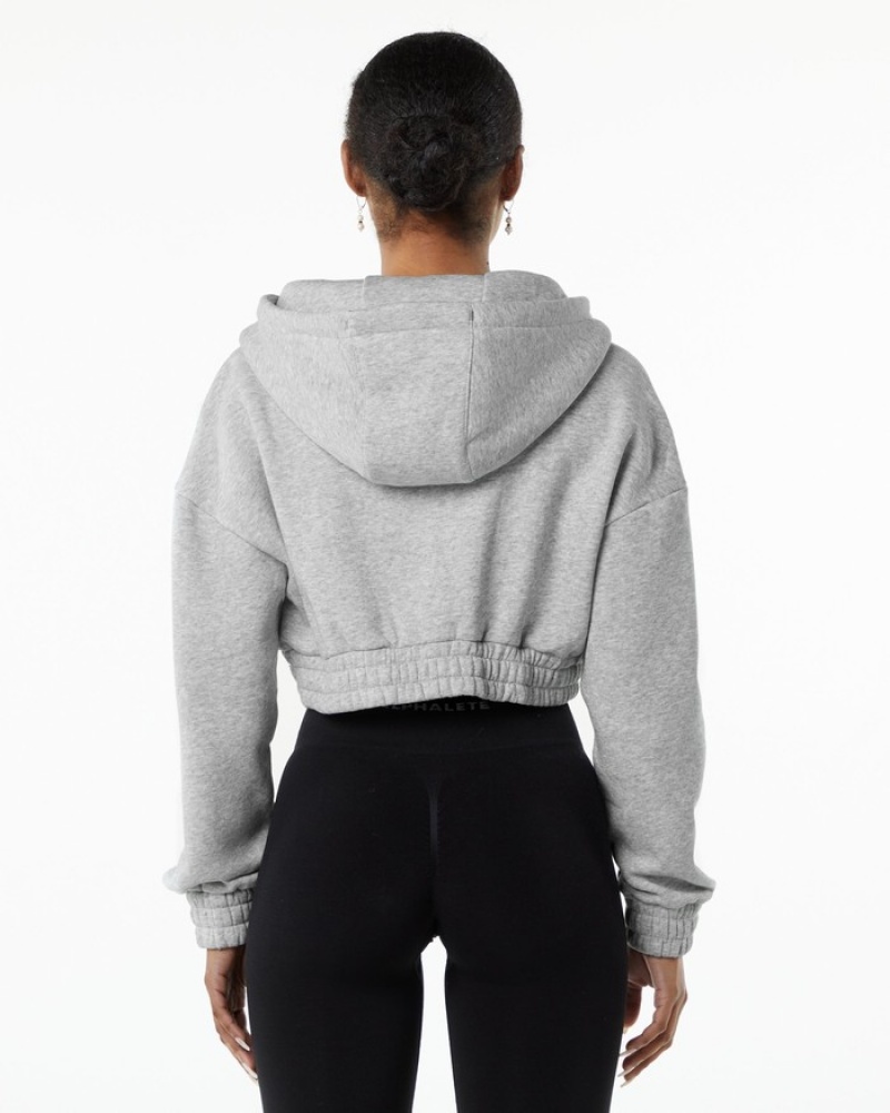 Geaca Dama Alphalete Classicital Full-Zip Crop Gri | 237168-VXW