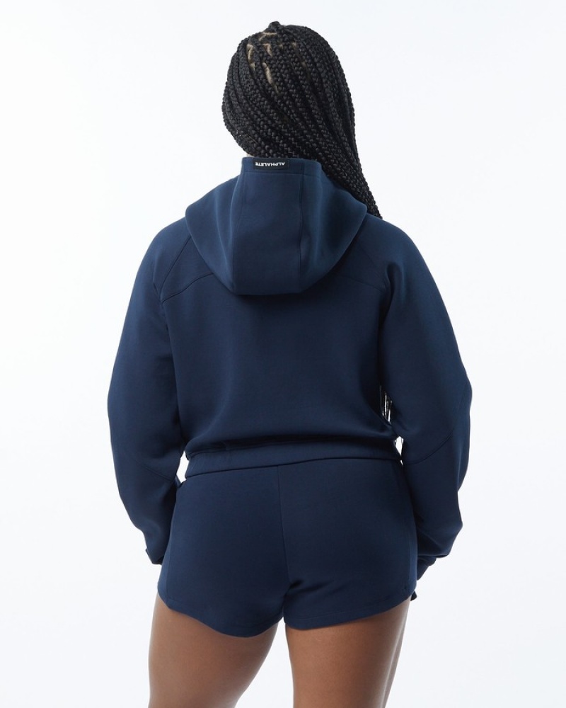 Geaca Dama Alphalete ELMTS Full-Zip Crop Bleumarin | 048123-BRO