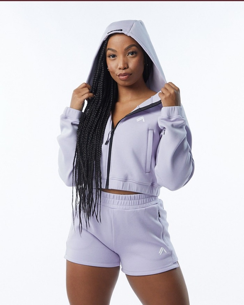 Geaca Dama Alphalete ELMTS Full-Zip Crop Violet | 136705-ICY