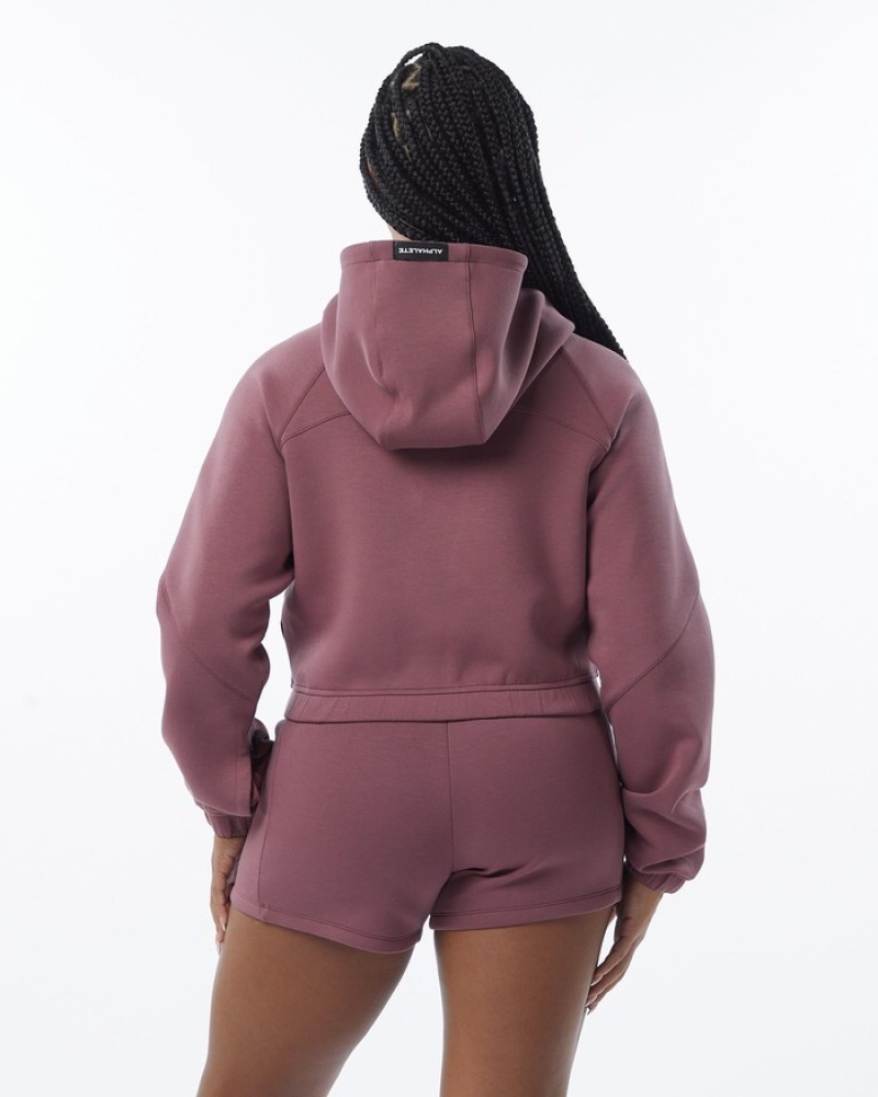Geaca Dama Alphalete ELMTS Full-Zip Crop Violet | 950187-OCV