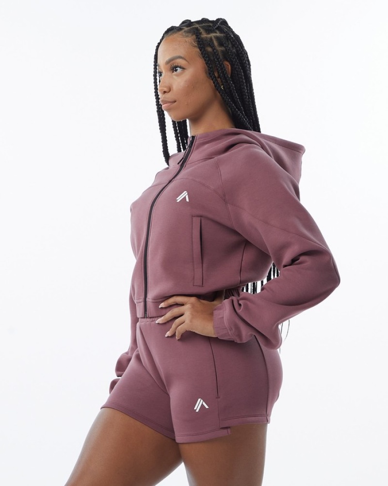 Geaca Dama Alphalete ELMTS Full-Zip Crop Violet | 950187-OCV