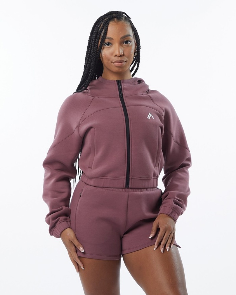 Geaca Dama Alphalete ELMTS Full-Zip Crop Violet | 950187-OCV
