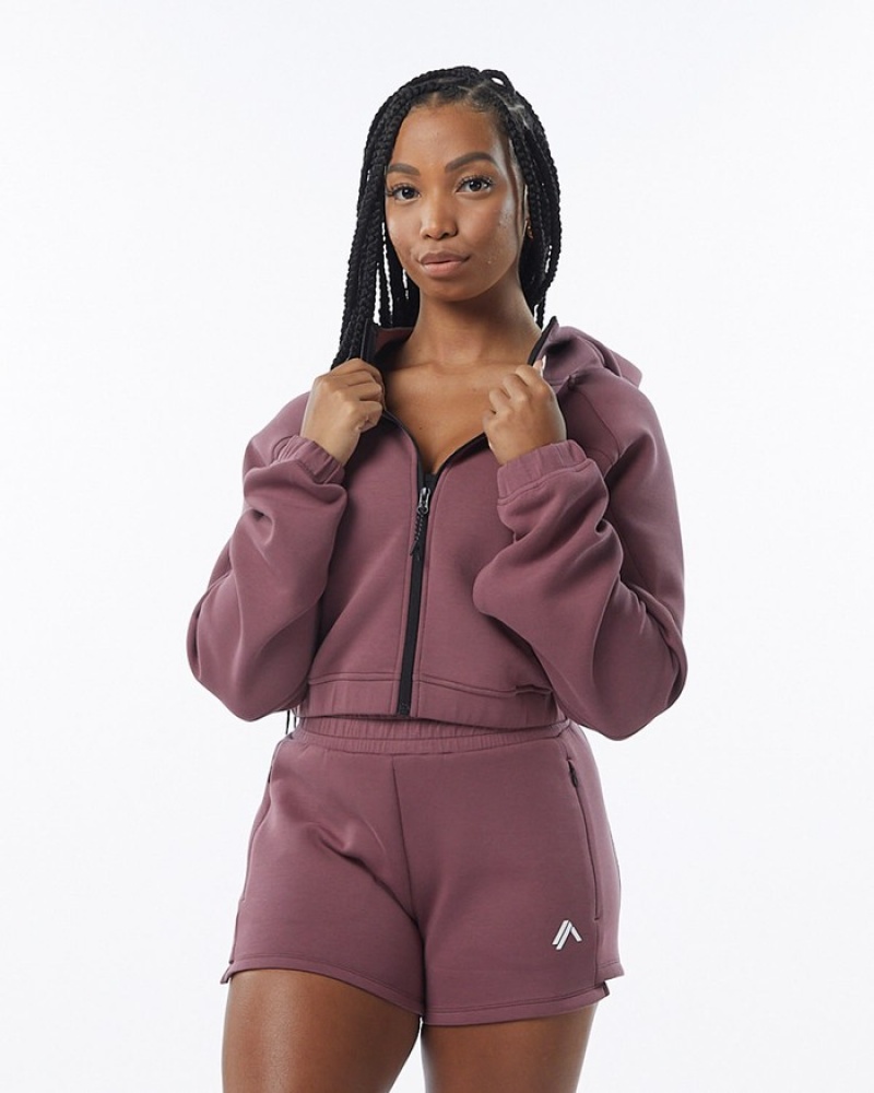 Geaca Dama Alphalete ELMTS Full-Zip Crop Violet | 950187-OCV