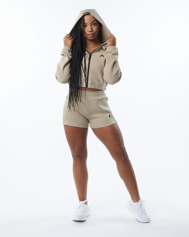 Geaca Dama Alphalete ELMTS Full-Zip Crop Maro | 927140-TWL