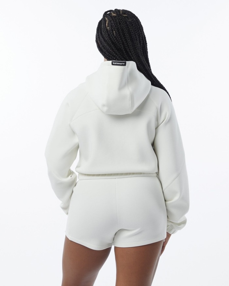 Geaca Dama Alphalete ELMTS Full-Zip Crop Albi | 426805-BUA