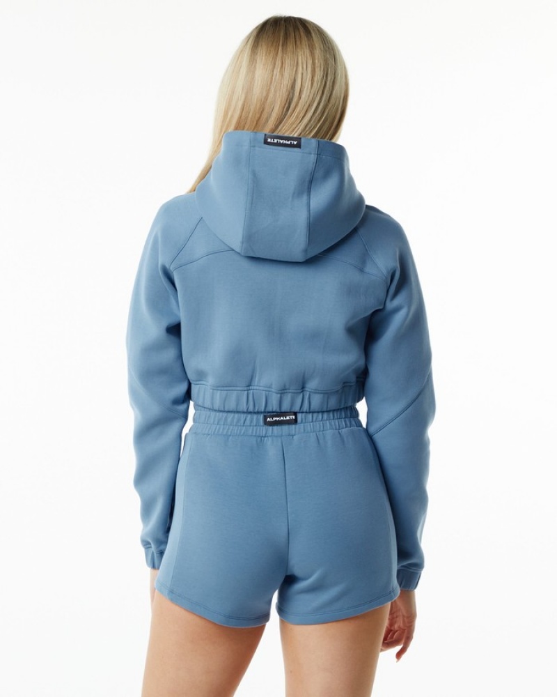 Geaca Dama Alphalete ELMTS Full-Zip Crop Albastri | 917024-MTA