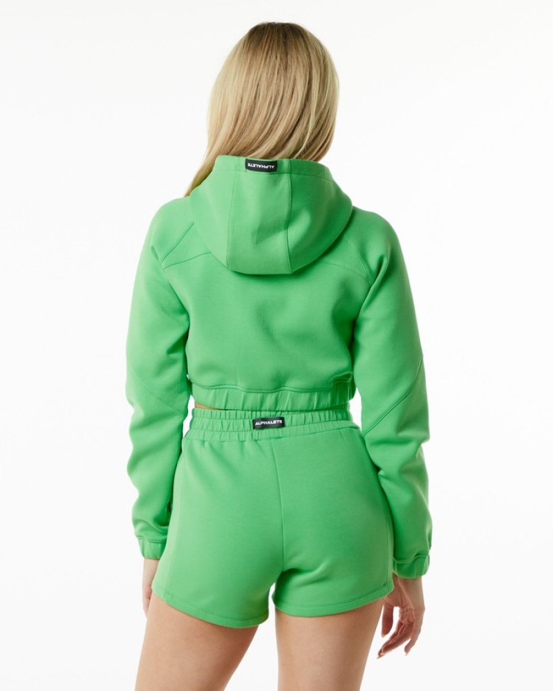 Geaca Dama Alphalete ELMTS Full-Zip Crop Verzi | 014859-AON