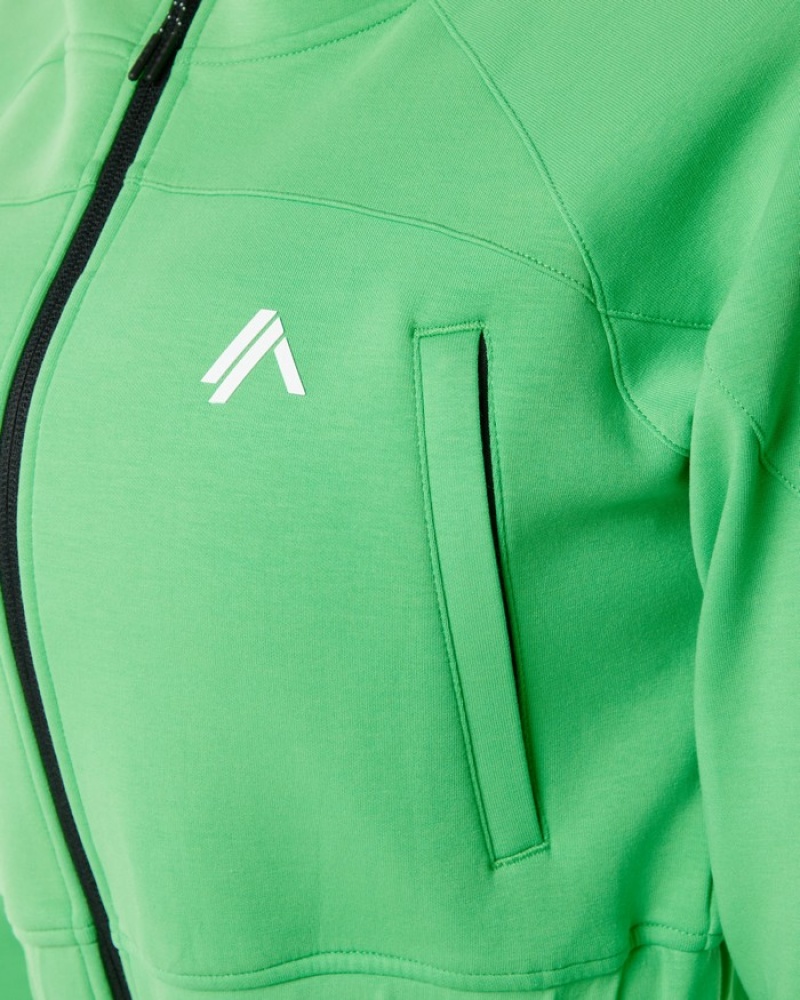 Geaca Dama Alphalete ELMTS Full-Zip Crop Verzi | 014859-AON