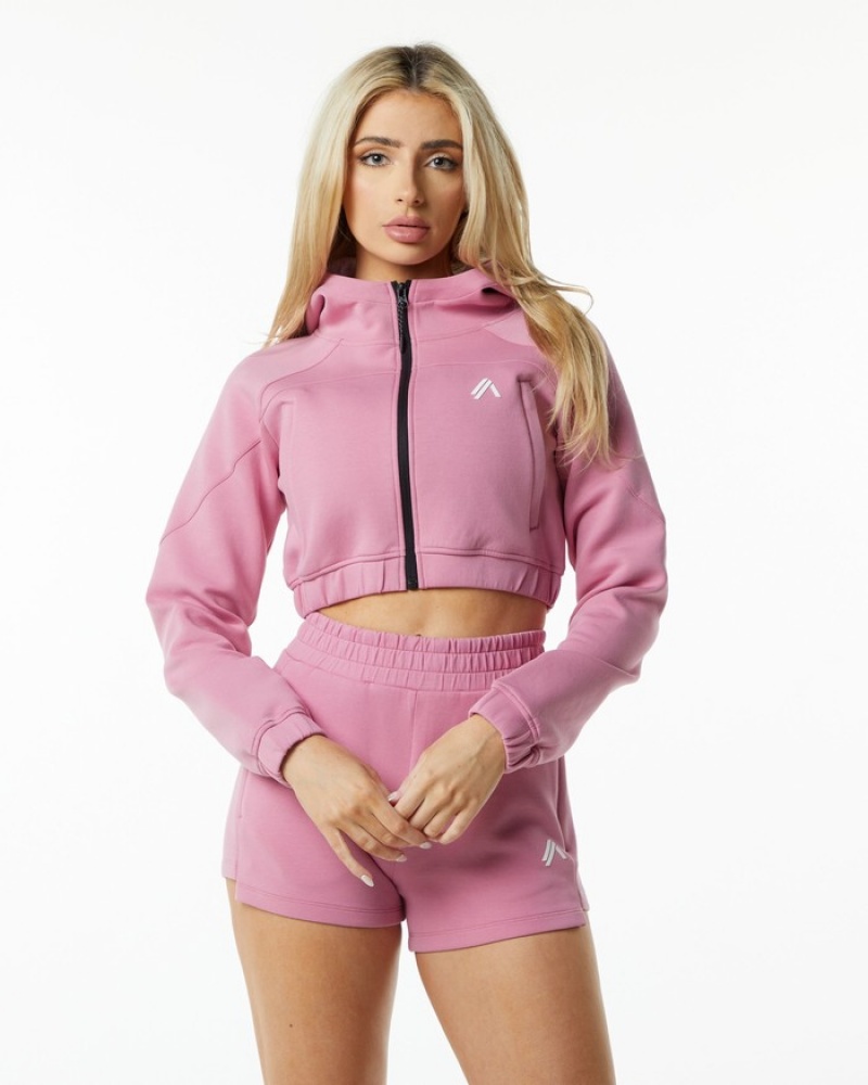 Geaca Dama Alphalete ELMTS Full-Zip Crop Roz | 692450-FTN